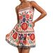 Women's Printed Bohemian Flowy Camisole Dress Casual Loose Vacation Style European And American Fashion_ecoleips.com