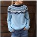 Women's Chunky Knit Sweater - Thick Jacquard Pullover (White/Green/Sunflower/Azure/Pink/Blue, S-5XL, Winter & Autumn Essential)_ecoleips.com