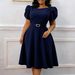 C8654 Cross-border European And American 2026 New Women's Fashion Elegant Round-neck High-waisted African Dress_ecoleips.com