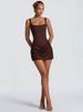 Mozision Backless Ruched Sexy Mini Dress Women Elegant Tapered Straps Square Collar Sleeveless High Waist Club Party Dress_ecoleips.com