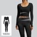 Women's Color Block Yoga Suit Nude Fit Slimming Pilates Training Sports Running Fitness Set_ecoleips.com