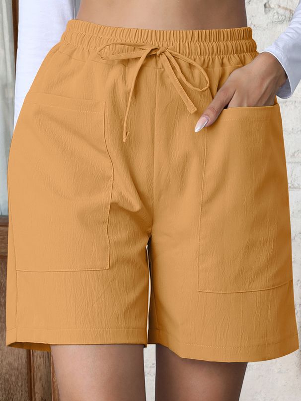 Women's High Waist 4 Inch Shorts Summer Loose Fit Casual Shorts With Pockets, Solid Color Bermuda Shorts For Outfits_ecoleips.com
