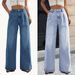 Women's High-Waisted Relaxed Straight Leg Jeans – Vintage Washed Denim Pants (XS-XXXL, Cotton-Polyester Blend, Casual & Trendy)_ecoleips.com