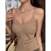 Purely Desirable Camisole For Women, A Tummy-covering Base Layer, Spicy V-neck Knitted Top, Unique Design_ecoleips.com