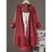 Verve Plus Size Plaid Cotton Linen Women Sleeve Casual Stylish Long Fashion Loose Shirt Jacket_ecoleips.com