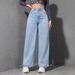 2025 Spring New American Style Wide-Leg For Women Light Wash Loose Slimming Floor-Length Jeans_ecoleips.com