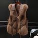 Women's Fur Vest, Long Sleeve Puffer Jacket, Chic Layering Piece For Fall & Winter, Trendy Streetwear (S-XL), Beige & Camel Options_ecoleips.com
