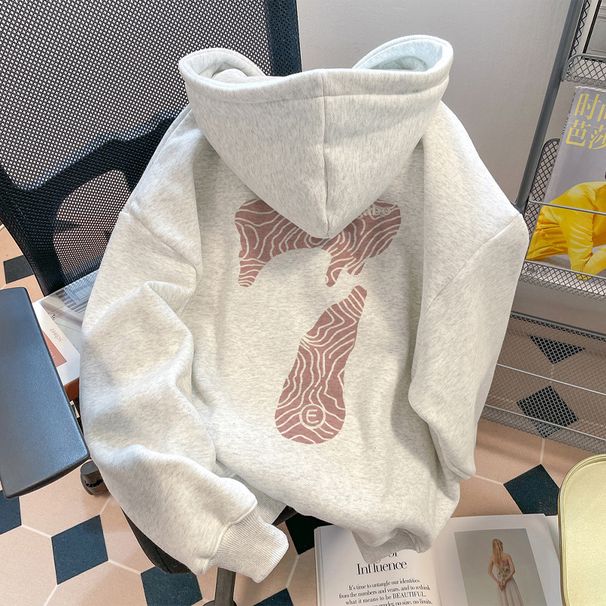 Men's Hooded Printed Thick Heavyweight Fleece Lined Casual Versatile Coat Autumn Winter High Street Trendy Brand Women's Clothing_ecoleips.com