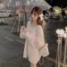 Women's V-Neck Pullover Sweater Imitation Mink Soft Waxy Loose Slim Fit Mid-Length For Autumn Winter_ecoleips.com