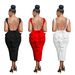 Women's Clothing Solid Color V Neck Sexy Backless Long Skirt Dress_ecoleips.com