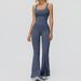 Zechuang Women's Brushed Yoga Suit Crossback Slightly Flared Wide Leg Jumpsuit Running Sports Fitness 9506_ecoleips.com