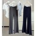 Women's High-Waisted Flared Pants Casual Sporty Style Slimming Wide Leg Luxurious High End Simple Versatile Summer Bottoms_ecoleips.com