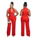 Women's Clothing V Neck Sexy Jumpsuit Fashion Chain Clause Casual Wide Leg Pants_ecoleips.com