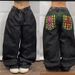 Women's Clothing High Street Personality Pattern Loose Straight Wide Leg Jeans_ecoleips.com