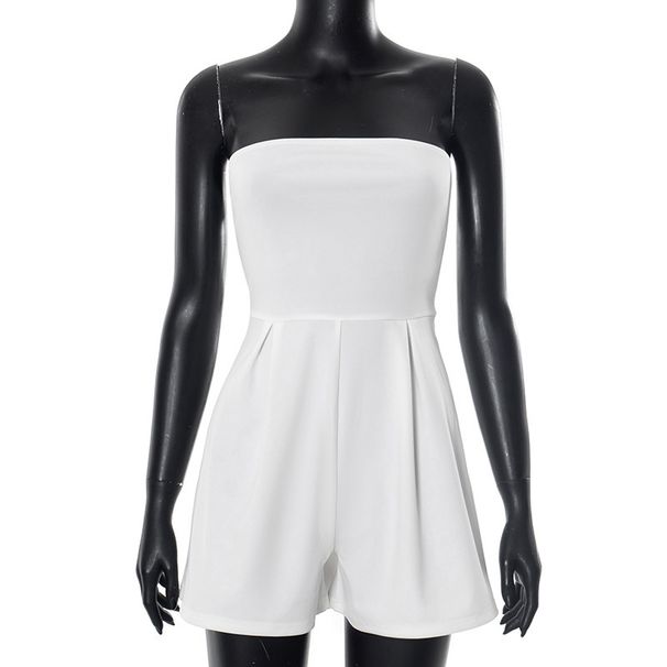 Summer Women's Strapless Backless Jumpsuit High Waisted Shorts Solid Color European American Style New Clothing_ecoleips.com