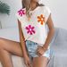 2026 Spring Summer Floral Casual Loose Batwing Sleeve Knitted Top Vacation Blouse Cross-Border Women's Fashion_ecoleips.com