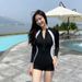 Racing Swimsuit New Style Long Sleeve Sun Protective Slimming Flat Angle Suitable for Students Sports Hot Springs And Surfing for Women_ecoleips.com