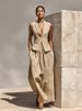 Women's Slimming Vest And Pants Set Solid Color V Neck Sleeveless Casual Outfit For Summer_ecoleips.com
