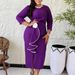 Elegant High-Waist Wrap Dress With Flounce Hem & Side Slit - Stretchy Knit Fabric For Women Stretch & Comfort_ecoleips.com