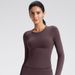 Women's Slim Fit Long Sleeved Yoga Top Quick Drying Sports T-Shirt For Fitness Running Training_ecoleips.com