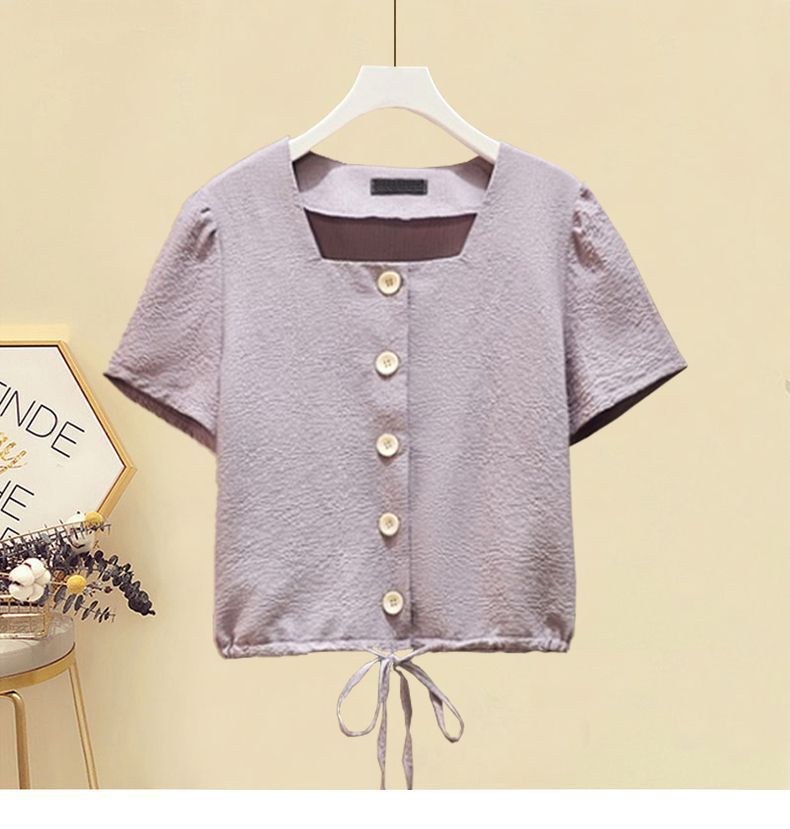 Women's Clothing Summer Fashion Age Reducing Outfit For Women New Style Drawstring Shirt Top Slit Denim Skirt Two Piece Suit_ecoleips.com