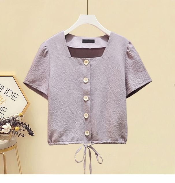 Women's Clothing Summer Fashion Age Reducing Outfit For Women New Style Drawstring Shirt Top Slit Denim Skirt Two Piece Suit_ecoleips.com