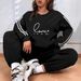 Women's Casual Sportswear Set Letter Print Crew Neck Sweatshirt And Trousers Trendy European American Style 9019 Print New_ecoleips.com