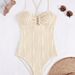 Elegant U-Back Bikini One-Piece Swimsuit – Adjustable Ties, Soft Peach, Polyester Blend (S-Xl, Removable Padding)_ecoleips.com
