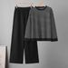 Women's Korean Style Two Piece Set Autumn Winter Striped Top And Wide Leg Pants Casual Cross Border Fashion_ecoleips.com