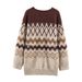 Women's Clothing Women's V-Neck Belted Knit Cardigan - Street Style Oversized Long Sleeve Open Front Sweater (Dark Brown, S/M/L)_ecoleips.com