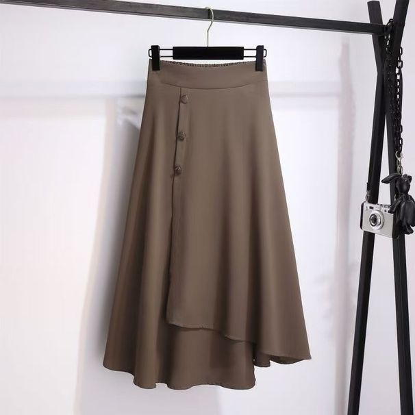 Women’s Clothing Fat Mm Spring And Summer High Waist Cover Hips To Show Thin Age Reduction Fashion All Match Design Irregular Skirt_ecoleips.com