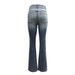 Elegant Distressed Flare Jeans For Women – Vintage Washed Denim With Double Button Detail_ecoleips.com