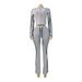 Women's Clothing Women's Style Two Piece Set Fleece Zipper Drawstring Trousers With Side Stripe Slightly Flared_ecoleips.com