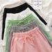 Women's Summer High Waist Ice Silk Sleep Pants Loose Slimming Straight Leg Five Point Casual Trendy Thin Bottoms_ecoleips.com