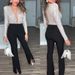 Women's Clothing Spring And Summer Solid Color Fashion Deep V Neck Long Sleeved Shirt Sequined Stitching Hip Wrapped Jumpsuit_ecoleips.com