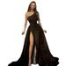 Women's sexy slit dress, popular green floor-length dress, one-shoulder sequined female celebrity evening dress_ecoleips.com
