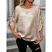 Women's Clothing Summer Loose Casual Round Neck Solid Color Lotus Leaf Sleeve Tops For Women_ecoleips.com