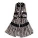 Retro High-End Lace Patchwork Leopard Print Stand Collar Dress for Women Elegant Full Skirt Belted Waist Summer Style European And American_ecoleips.com