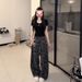 American-style Sexy Hollow-out Backless Short-sleeve T-shirt For Women, Summer Design, Slim-fit, Waist-cinching,_ecoleips.com