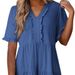 Women's Ruffled Short Sleeved V Neck Layered Maxi Skirt Four Way Stretch Spring Summer New Style Casual Elegant Dress_ecoleips.com