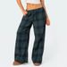 Women Y2k Oversize Pants Lounge Bottoms Fashion Plaid Casual Pants Elastic High Waist Casual Pockets Pajama Pants Homewear_ecoleips.com