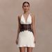 Women's Sexy Lace Panel Halter Deep V Backless Belted Bodycon Mini Dress – Elegant Party Gown_ecoleips.com