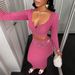 New 2025 Women's Long Sleeve Bodycon Midi Skirt Set_ecoleips.com