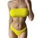 Strapless Bikini Set - Sexy Solid Color Two-Piece Swimsuit For Women (White, Yellow, Red, Blue, Black, Lake Green)_ecoleips.com