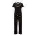 Women's Trendy Gold Gradient Letter Print Short Sleeve T-Shirt & Pants Set – Casual Summer Outfit, Lightweight Polyester, S/M/L/XL_ecoleips.com