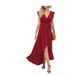 Elegant Long Maxi Dress Women Sleeveless Ruffled V‑Neck With Stylish Side Slit & Flowy Big Swing Hem_ecoleips.com