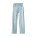 In-stock Lyocell Ultra-thin Soft Denim Narrow Straight High-waisted Fashionable Slimming Slightly Stretchy Women's Jeans_ecoleips.com