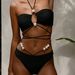 Women's Clothing Split Bikini Skirt Three Piece Black Halter Neck Sexy Swimsuit_ecoleips.com