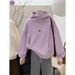 High-end Super Stylish Purple Hooded Sweatshirt Women, Autumn Winter, Fleece-lined And Thickened, Casual Style, Popular_ecoleips.com