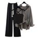 Women's Clothing New Fashion Retro Suspender Shirt Versatile Wide Leg Pants Three Piece Suit_ecoleips.com